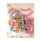 Parti Station Bluey ve Chilli Temalı 5 Yaş Folyo Balon Seti – 10 Parça Happy Birthday Bannerlı