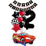 Parti Station Cars Şimşek Mcqueen Yarış Arabası Konsept 2 Yaş Balon Set Cars Doğum Günü Happy Birthday Balon Set - 001-Renkli