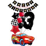 Parti Station Cars Şimşek Mcqueen Yarış Arabası Konsept 3 Yaş Balon Set Cars Doğum Günü Happy Birthday Balon Set