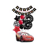 Parti Station Cars Şimşek Mcqueen Yarış Arabası Konsept 5 Yaş Balon Set Cars Doğum Günü Happy Birthday Balon Set