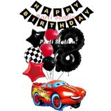 Parti Station Cars Şimşek Mcqueen Yarış Arabası Konsept 8 Yaş Balon Set Cars Doğum Günü Happy Birthday Balon Set - 001-Renkli