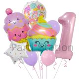 Parti Station Cupcake Dondurma 1 Yaş Balon Set Şeker Dondurma Candy Balon İce Cream Konsept Doğum Günü Balon Set