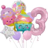 Parti Station Cupcake Dondurma 3 Yaş Balon Set Şeker Dondurma Candy Balon İce Cream Konsept Doğum Günü Balon Set
