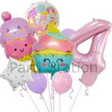 Parti Station Cupcake Dondurma 4 Yaş Balon Set Şeker Dondurma Candy Balon İce Cream Konsept Doğum Günü Balon Set