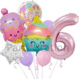 Parti Station Cupcake Dondurma 6 Yaş Balon Set Şeker Dondurma Candy Balon İce Cream Konsept Doğum Günü Balon Set