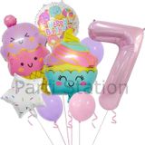 Parti Station Cupcake Dondurma 7 Yaş Balon Set Şeker Dondurma Candy Balon İce Cream Konsept Doğum Günü Balon Set