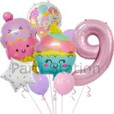 Parti Station Cupcake Dondurma 9 Yaş Balon Set Şeker Dondurma Candy Balon İce Cream Konsept Doğum Günü Balon Set