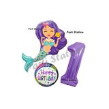 Parti Station Deniz Kızı Mermaid Mor Rakam Temalı 1 Yaş Balon Seti Doğum Günü Dekorasyonu PSMERMAİDBS-1