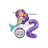 Parti Station Deniz Kızı Mermaid Mor Rakam Temalı 2 Yaş Balon Seti Doğum Günü Dekorasyonu PSMERMAİDBS-1