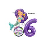 Parti Station Deniz Kızı Mermaid Mor Rakam Temalı 6 Yaş Balon Seti Doğum Günü Dekorasyonu PSMERMAİDBS-1