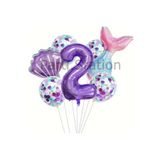 Parti Station Deniz Kızı Mor 2 Yaş Folyo Balon Set PSDNZMR
