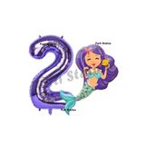Parti Station Deniz Kızı Mor 2 Yaş Rakam Balon Set PSDENİZKZI-1