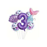 Parti Station Deniz Kızı Mor 3 Yaş Folyo Balon Set PSDNZMR