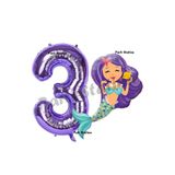 Parti Station Deniz Kızı Mor 3 Yaş Rakam Balon Set PSDENİZKZI-1