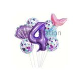 Parti Station Deniz Kızı Mor 4 Yaş Folyo Balon Set PSDNZMR