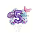 Parti Station Deniz Kızı Mor 5 Yaş Folyo Balon Set PSDNZMR