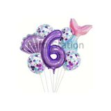 Parti Station Deniz Kızı Mor 6 Yaş Folyo Balon Set PSDNZMR