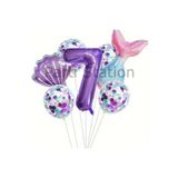 Parti Station Deniz Kızı Mor 7 Yaş Folyo Balon Set PSDNZMR