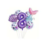 Parti Station Deniz Kızı Mor 8 Yaş Folyo Balon Set PSDNZMR