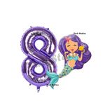 Parti Station Deniz Kızı Mor 8 Yaş Rakam Balon Set PSDENİZKZI-1