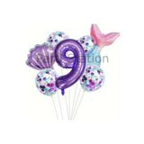 Parti Station Deniz Kızı Mor 9 Yaş Folyo Balon Set PSDNZMR