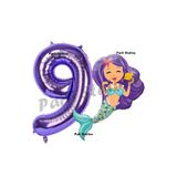 Parti Station Deniz Kızı Mor 9 Yaş Rakam Balon Set PSDENİZKZI-1