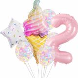 Parti Station Dondurma Balon Set Yıldız Balon Folyo Set Ice Cream Dondurma Konsept Doğum Günü Set