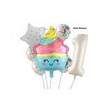 Parti Station Dondurma Cupcake 1 Yaş Doğum Günü Balon Set PSCUPCAKE