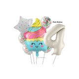 Parti Station Dondurma Cupcake 4 Yaş Doğum Günü Balon Set PSCUPCAKE