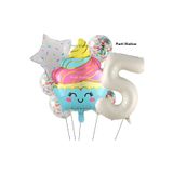 Parti Station Dondurma Cupcake 5 Yaş Doğum Günü Balon Set PSCUPCAKE