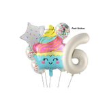 Parti Station Dondurma Cupcake 6 Yaş Doğum Günü Balon Set PSCUPCAKE