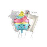 Parti Station Dondurma Cupcake 7 Yaş Doğum Günü Balon Set PSCUPCAKE