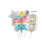 Parti Station Dondurma Cupcake 8 Yaş Doğum Günü Balon Set PSCUPCAKE