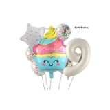 Parti Station Dondurma Cupcake 9 Yaş Doğum Günü Balon Set PSCUPCAKE