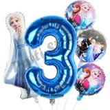 Parti Station Elsa Frozen Balon 3 Yaş Doğum Günü Set Frozen Karlar Ülkesi Konsept Balon Ve Lacivert Rakam Balon