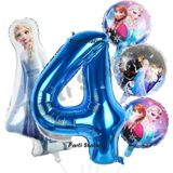 Parti Station Elsa Frozen Balon 4 Yaş Doğum Günü Set Frozen Karlar Ülkesi Konsept Balon Ve Lacivert Rakam Balon