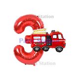 Parti Station Fireman İtfaiye Konsept 3 Yaş Kırmızı Folyo Rakam Balon Seti