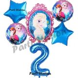 Parti Station Frozen Balon 2 Yaş Doğum Günü Set Frozen Elsa Karlar Ülkesi Konsept Balon ve Rakam Balon - 001-Renkli - Mavi