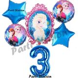 Parti Station Frozen Balon 3 Yaş Doğum Günü Set Frozen Elsa Karlar Ülkesi Konsept Balon ve Rakam Balon - 001-Renkli
