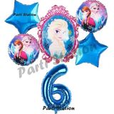 Parti Station Frozen Balon 6 Yaş Doğum Günü Set Frozen Elsa Karlar Ülkesi Konsept Balon ve Rakam Balon - 001-Renkli