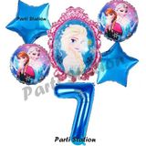 Parti Station Frozen Balon 7 Yaş Doğum Günü Set Frozen Elsa Karlar Ülkesi Konsept Balon ve Rakam Balon - 001-Renkli - Bej