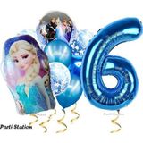 Parti Station Frozen Elsa 6 Yaş Balon Set Karlar Ülkesi Frozen Elsa Konsept Doğum Günü Parti Helyum Balon Buketi