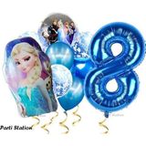 Parti Station Frozen Elsa 8 Yaş Balon Set Karlar Ülkesi Frozen Elsa Konsept Doğum Günü Parti Helyum Balon Buketi