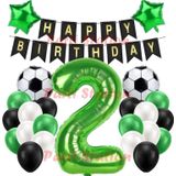 Parti Station Futbol Maç Konsept Yeşil Rakam 2 Yaş Balon Futbol Konsept Yeşil Parti Doğum Günü Balon Seti