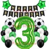Parti Station Futbol Maç Konsept Yeşil Rakam 3 Yaş Balon Futbol Konsept Yeşil Parti Doğum Günü Balon Seti