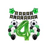 Parti Station Futbol Yeşil 4 Yaş Doğum Günü Balon Set PSYSLFUTBOL