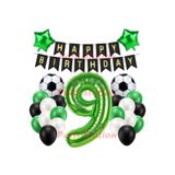 Parti Station Futbol Yeşil 9 Yaş Doğum Günü Balon Set PSYSLFUTBOL