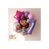 Parti Station Gabby Dollhouse Temalı 7 Yaş Doğum Günü Balon Süsleme Seti
