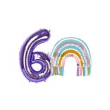 Parti Station Gökkuşağı Mermaid Mor Rakam Temalı 6 Yaş Balon Seti Doğum Günü Dekorasyonu PSMRRAİNM