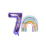 Parti Station Gökkuşağı Mermaid Mor Rakam Temalı 7 Yaş Balon Seti Doğum Günü Dekorasyonu PSMRRAİNM